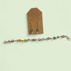 Colorful Beaded Earrings and Bracelet Set